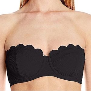 Black Scalloped Padded Bikini Top